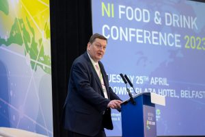 Michael Bell OBE speaking at the inaugural NI Food and Drink Conference
